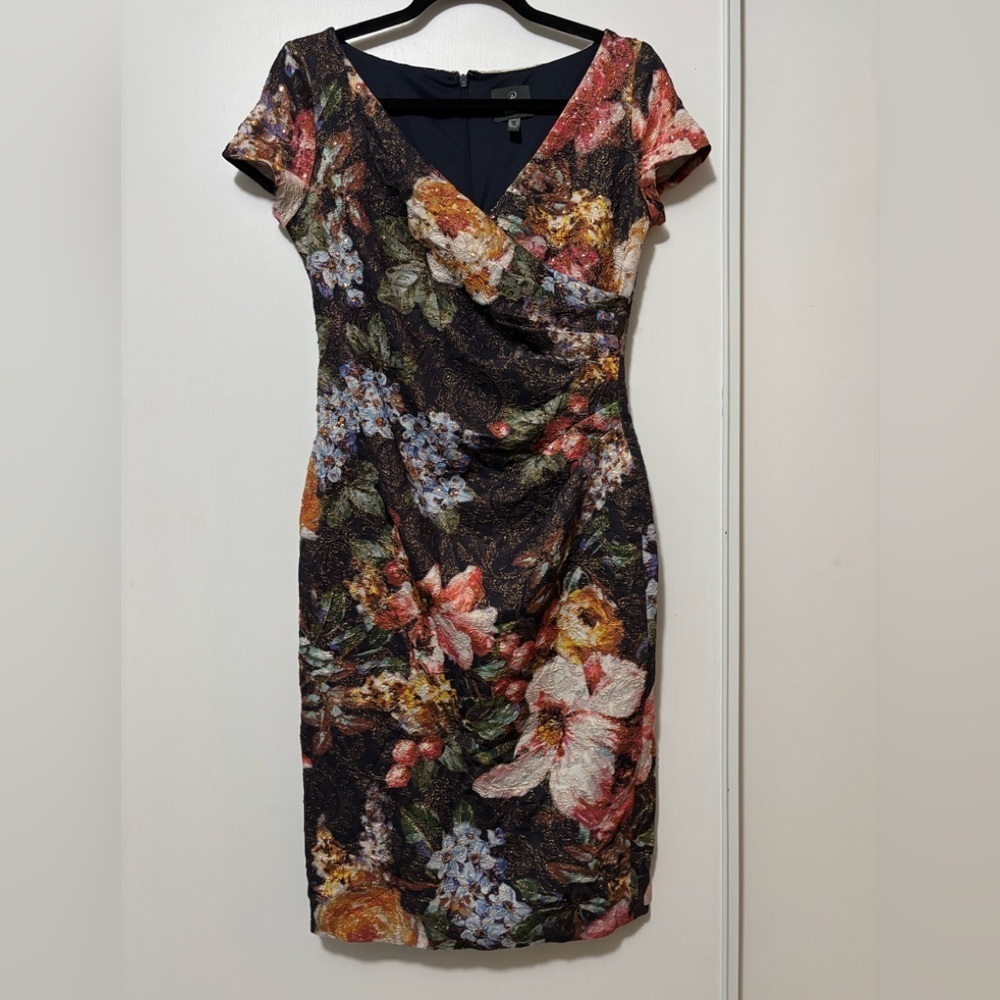 Adrianna Papell Floral V-Neck Dress - Picture 3 of 6